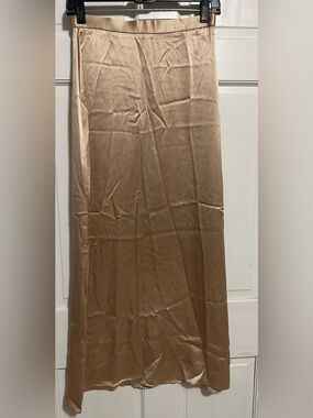 Badgley Mischka Women’s Satin Midi Slip Skirt in Beige
